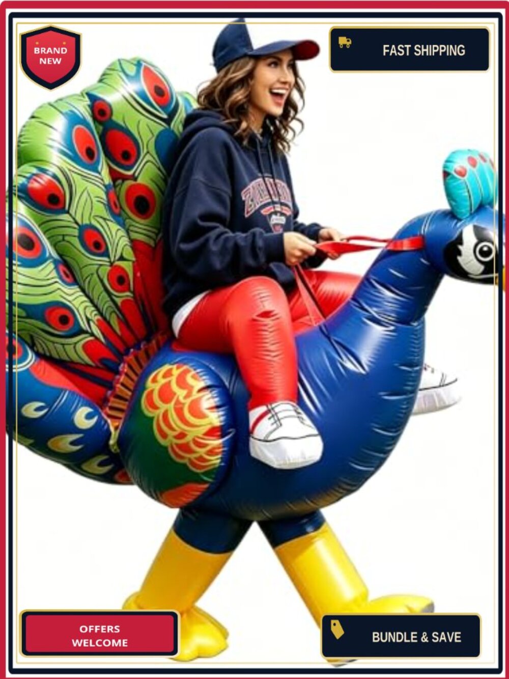 Inflatable Ride-On Peacock Costume Adult Unisex One Size Halloween Cosplay